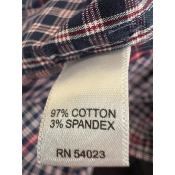 Banana Republic Western Pearl Snap Black Red Checkered Shirt Mens Size L - Picture 6 of 7